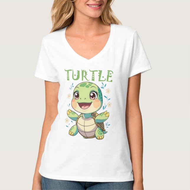 Camiseta Adorable Sea Turtle with Flowers (Anverso)