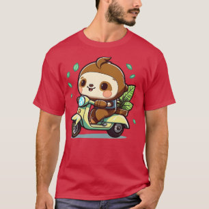 Camiseta Adorable Sloth montando en bicicleta Dibujo de esl