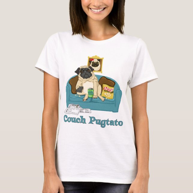 Camiseta Adorable sofá de Personalizable Pugtato Tees, Rega (Anverso)