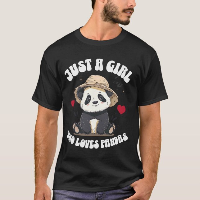 Camiseta Adorable sólo un Chica que ama Pandas con Gorras L (Anverso)