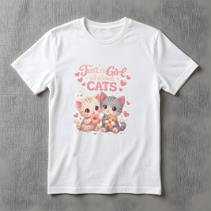Camiseta Adorable Solo una chica que ama a los gatos Gatito