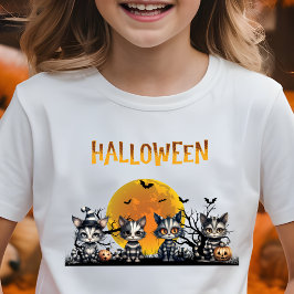 Camiseta Adorable Spooky Moon Halloween Ghost Kittens