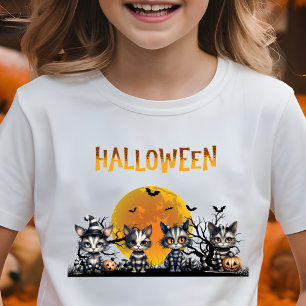 Camiseta Adorable Spooky Moon Halloween Ghost Kittens
