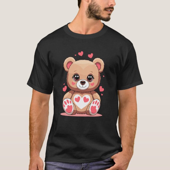 Camiseta Adorable Teddy Bear with Hearts Romantic Valentine (Anverso)