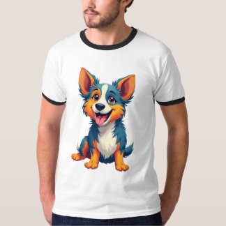 Camiseta Adorable Tee Gráfico Perro Feliz - Playful Puppy A