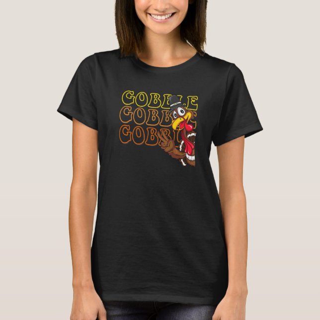 Camiseta Adorable Thanksgiving Turkey Giving Peace Sign   (Anverso)