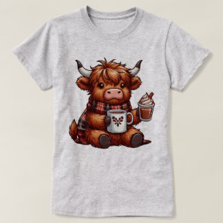 Camiseta Adorable Vaca Highland Disfrutando De Bebidas Acog