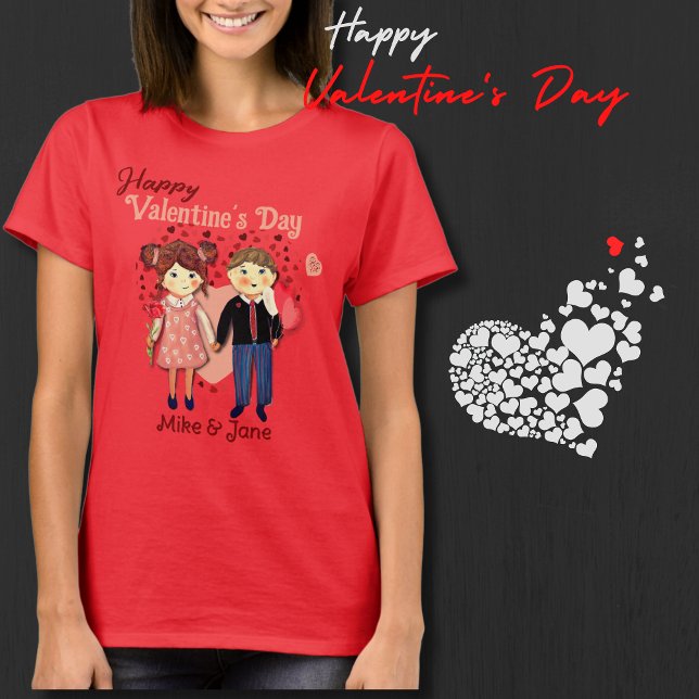 Camiseta Adorable Valentine Couple Hearts Red (Adorable Valentine Couple Hearts Red T-Shirt)
