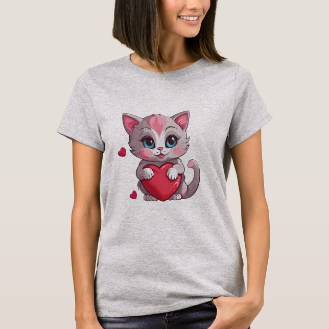 Camiseta Adorable Valentine Kitten (Anverso)