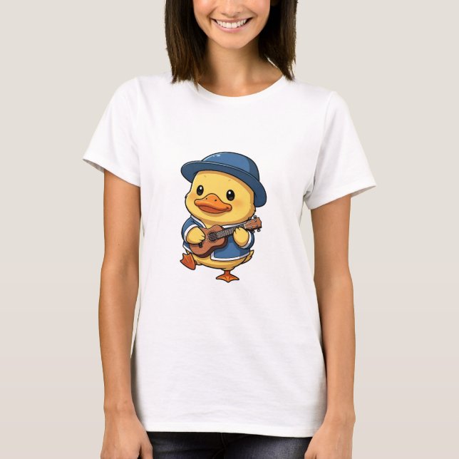 Camiseta Adorable Yellow Duckling Wearing Blue Hat (Anverso)