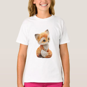 Camiseta Adorable zorro rojo bebé con ojos grandes y estili