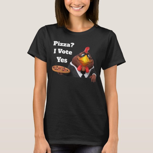 Camiseta Adorables 3D Universo Cubierta Rooster Con Pizza (Anverso)