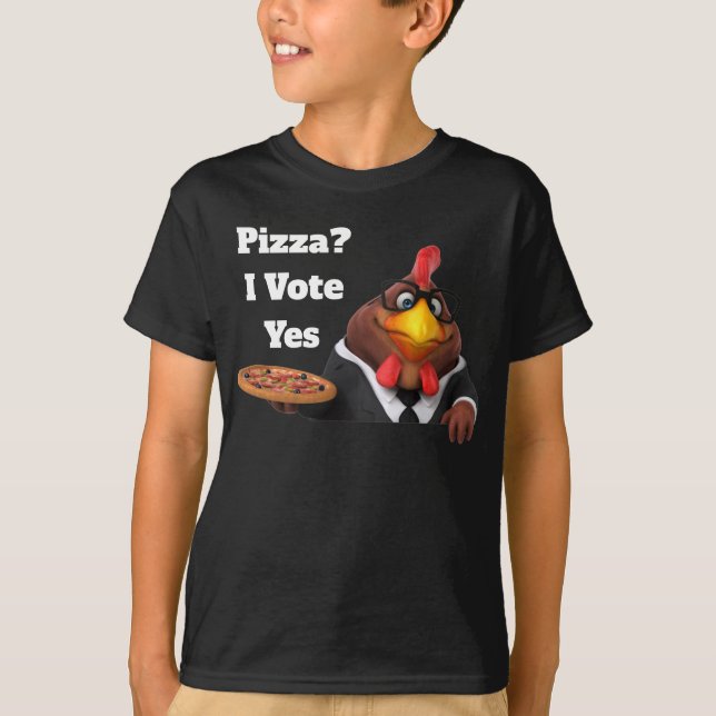 Camiseta Adorables 3D Universo Cubierta Rooster Con Pizza (Anverso)