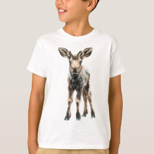 Camiseta Adorables crías de alce pintadas a mano para niños