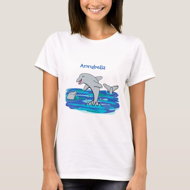 Camiseta Adorables delfines felices ilustracion personaliza (Anverso)
