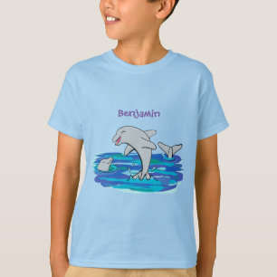 Camiseta Adorables delfines felices ilustracion personaliza