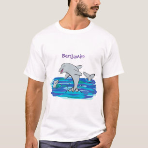 Camiseta Adorables delfines felices ilustracion personaliza