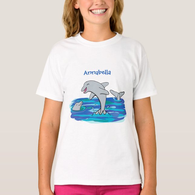 Camiseta Adorables delfines felices ilustracion personaliza (Anverso)