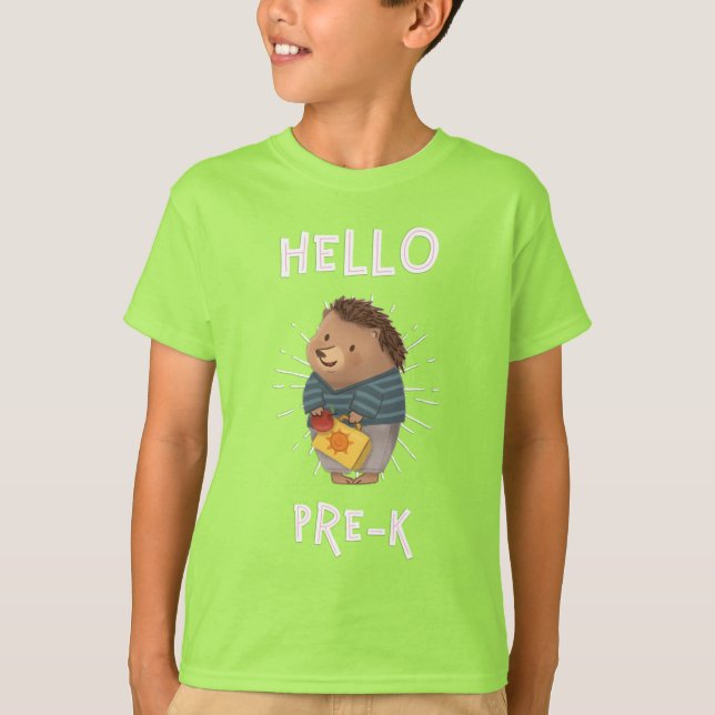 Camiseta Adorables Kids Hello Pre-K Hedgehog T-Shirt (Anverso)