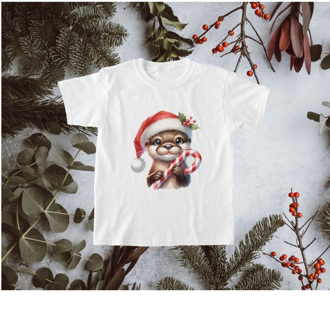 Camiseta Adorables Navidades en Santa Hat con Candy (Subido por el creador)