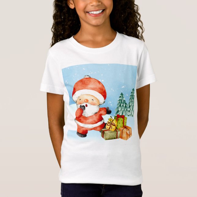 Camiseta Adorables Navidades Santa con regalo (Anverso)