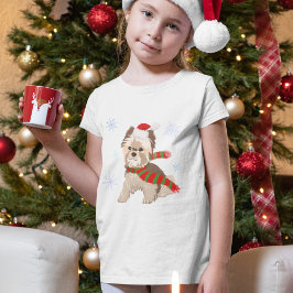 Camiseta Adorables Navidades Yorkie En Santa Hat Snowflakes