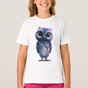 Camiseta Adorables niños búho plumas púrpura galaxia