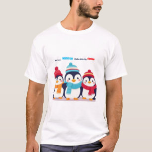 Camiseta Adorables Pingüinos de Invierno Amamos el Invierno