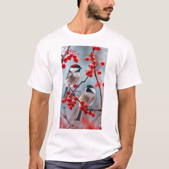 Camiseta Adorables pollos de cabeza roja (Anverso)