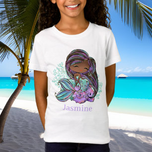 Camiseta adoradores de sirenas lindas añaden nombre