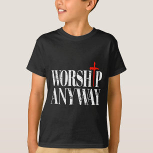 Camiseta Adorar de todos modos angustiado cristiano retro v