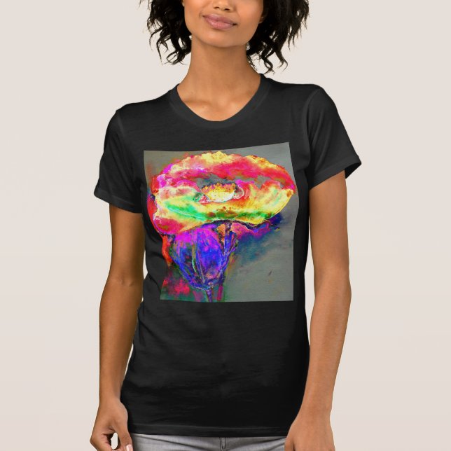 Camiseta Adormidera floral amarilla elegante abstracta (Anverso)