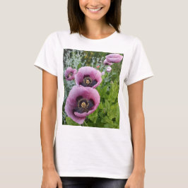 Camiseta Adormidera Púrpura, Flor Rosa, Mujeres Florales