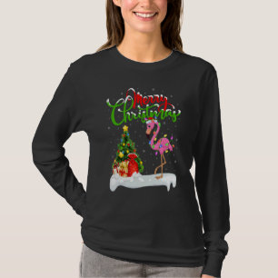 Camiseta Adorno de Navidad de Flamenco Santa Pájaro Flamenc