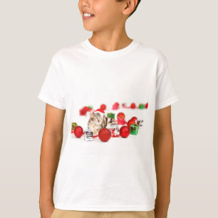 Camiseta Adorno de Navidad de gato con sombrero rojo de San