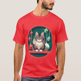 Camiseta Adorno de Navidad de gato Maine Coon