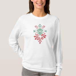 Camiseta Adorno Floral Vintage - Diseño Navideño