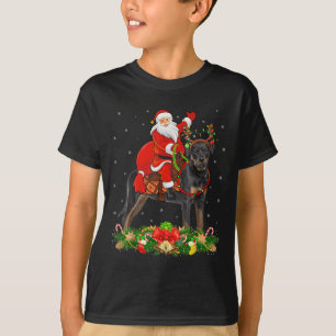Camiseta Adorno Navideño Gracioso Santa Montando Perro Rott