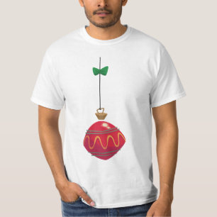 Camiseta Adorno navideño rojo retro con un lazo verde
