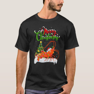 Camiseta Adornos de Camarón Pescado Navidad Santa Camarón N