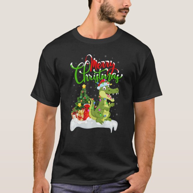 Camiseta Adornos de Navidad de Caimán Santa Caimán Navidad (Anverso)