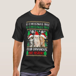 Camiseta Adornos de Navidad de Gatos Pijama Familia Combina