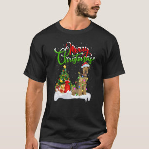 Camiseta Adornos de Navidad Santa Airedale Terrier Perro Cr