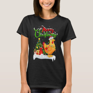 Camiseta Adornos de pollo de Navidad Santa Pollo Chri