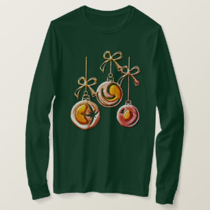 Camiseta Adornos Navideños Dorados y Lazos