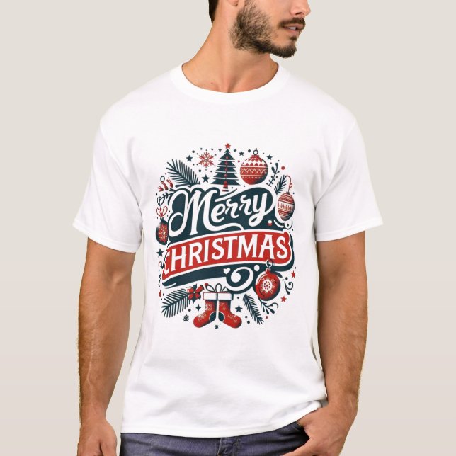 Camiseta Adornos Navideños Festivos (Anverso)