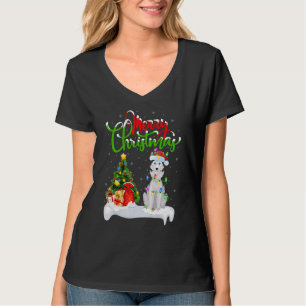 Camiseta Adornos Navideños Santa Perro Husky Siberiano Navi