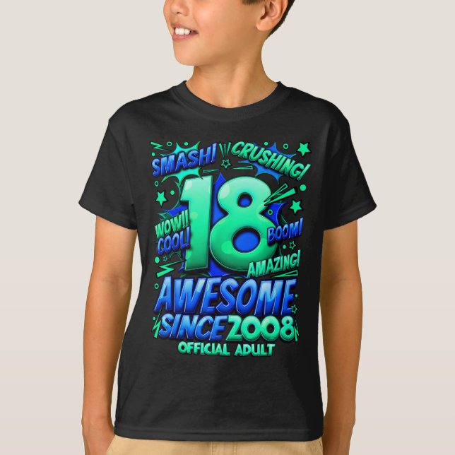 Camiseta Adult 18 Year Old For Boys 18th Birthday Boy  (Anverso)