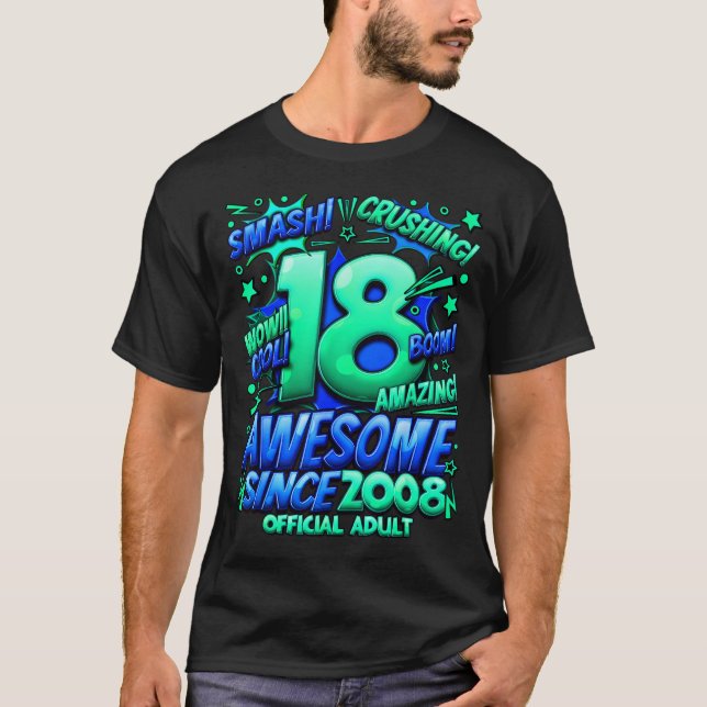 Camiseta Adult 18 Year Old For Boys 18th Birthday Boy  (Anverso)
