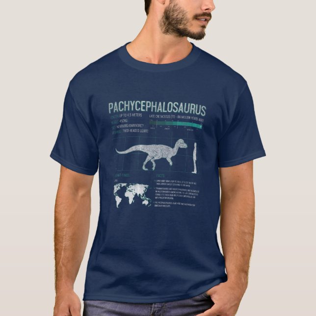 Camiseta Adult Dinosaur Boys Girls - Pachycephalosaurus (Anverso)